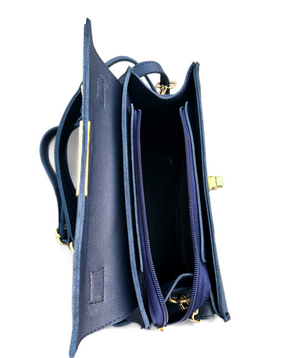 Elegant Lock Crossbody Bag – Blue