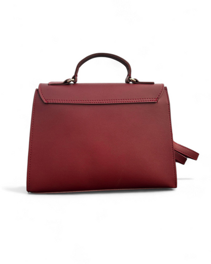 Elegant Lock Crossbody Bag – Reddish Maroon