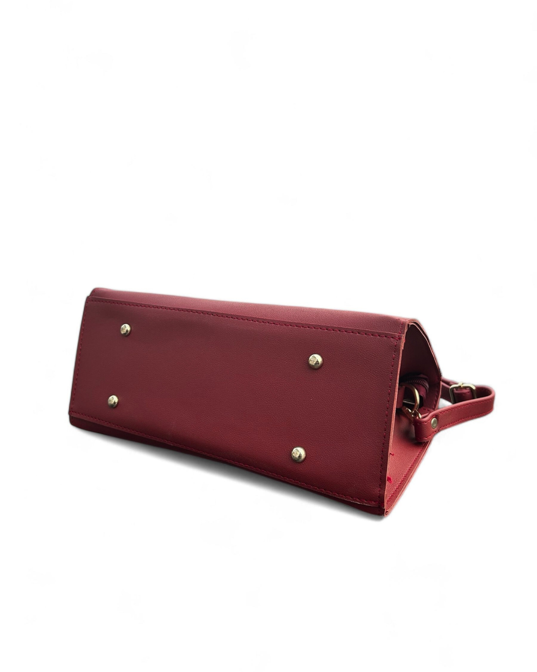 Elegant Lock Crossbody Bag – Reddish Maroon