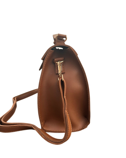 Elegant Lock Crossbody Bag – Brown