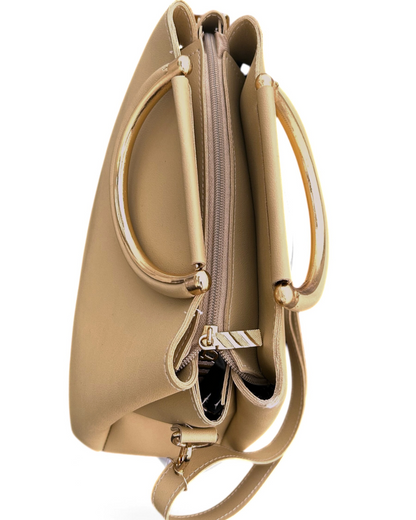 Triple Compartment Chic Bag – Beige