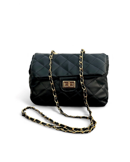 QUILTED ELEGANCE CROSSBODY BAG-BLACK